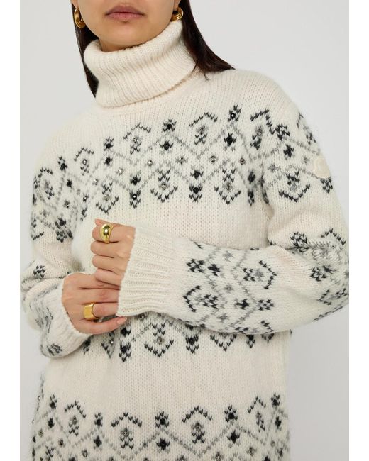 Moncler Gray Fair Isle Alpaca-Blend Jumper