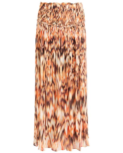 Isabel Marant Orange Rolande Printed Silk-Chiffon Midi Skirt
