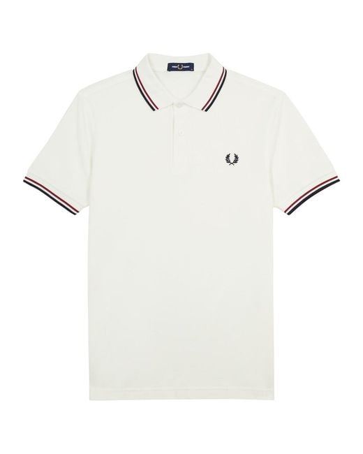 Fred Perry White Twin Tipped Piqué Cotton Polo Shirt for men