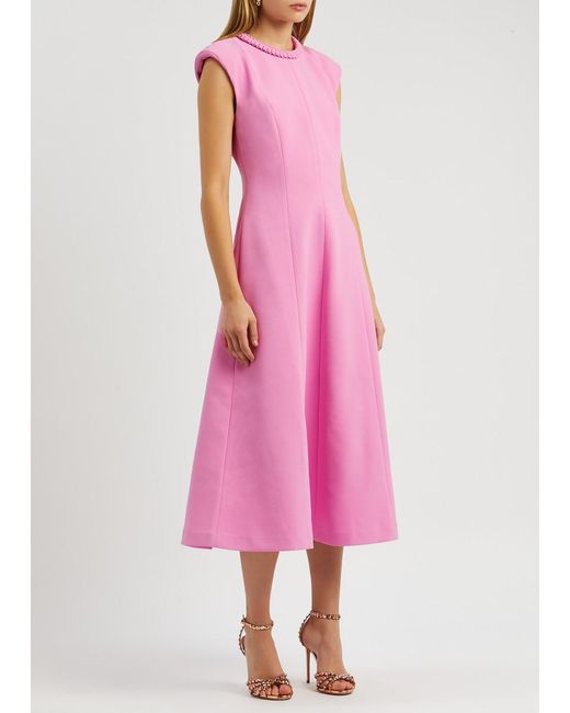 Rebecca Vallance Pink Rochelle Textured Midi Dress