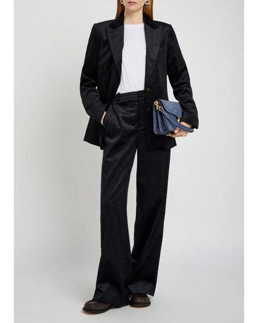 Vince Blue Straight-Leg Velvet Corduroy Trousers