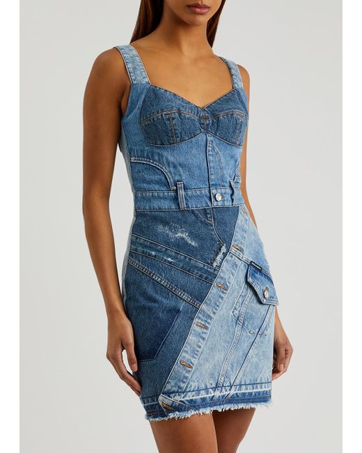 patchwork denim dress