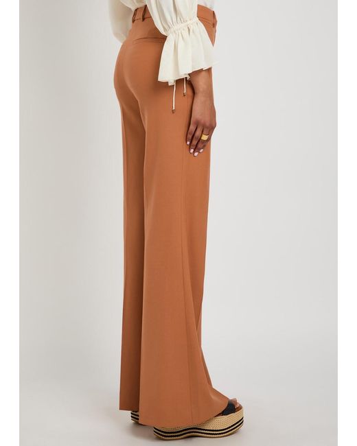 Chloé Brown Flared-Leg Wool Trousers