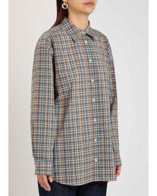 Totême  Gray Checked Cotton-Poplin Shirt