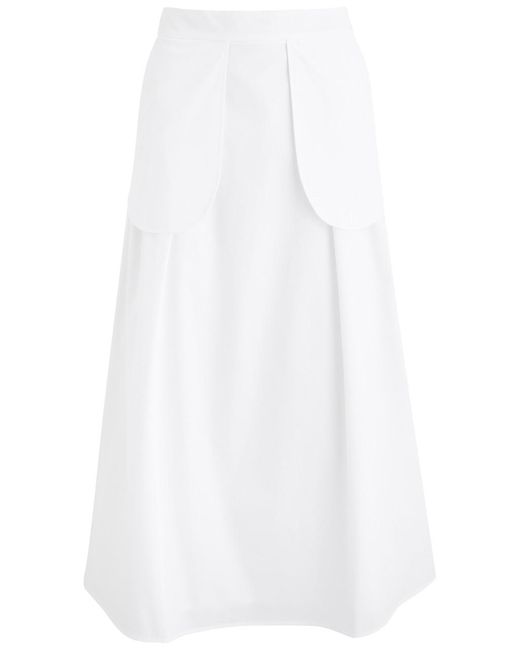 Rohe White Cotton-Poplin Midi Skirt