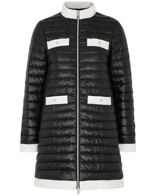 Herno Black Ultralight Quilted Shell Coat