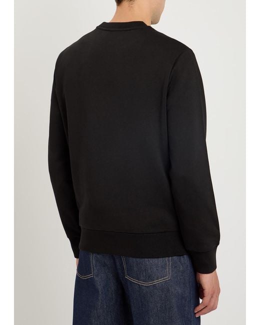 Moncler Black Embossed-Logo Cotton Sweatshirt for men