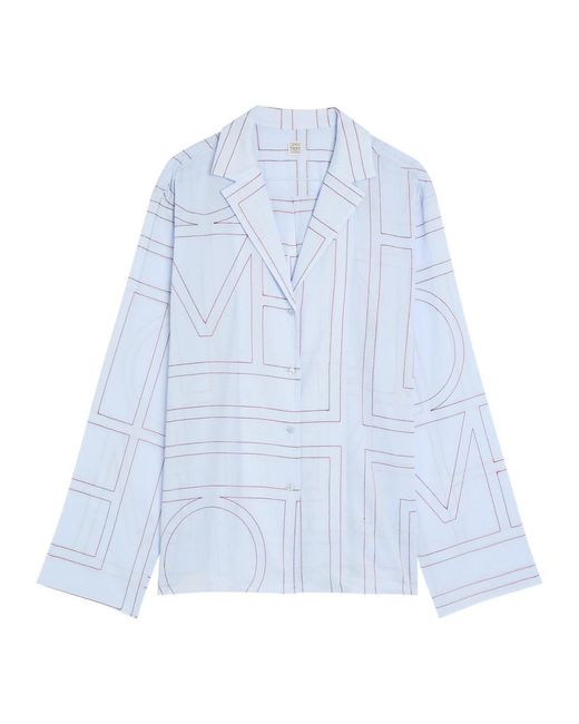 Totême Blue Logo-Monogrammed Cotton-Blend Pyjama Shirt