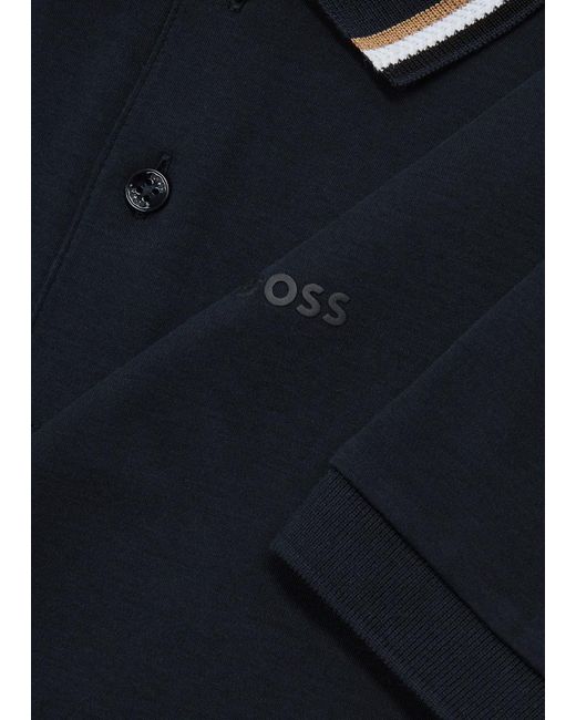 Boss Blue Logo Cotton Polo Shirt for men