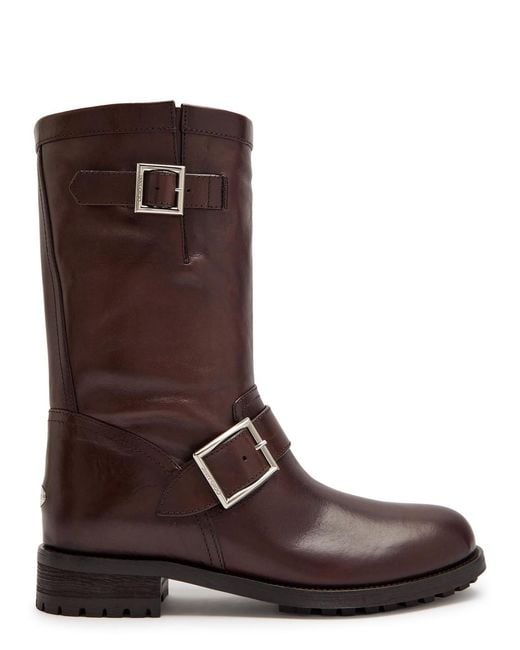 Jimmy Choo Brown Biker Leather Mid-Calf Boots