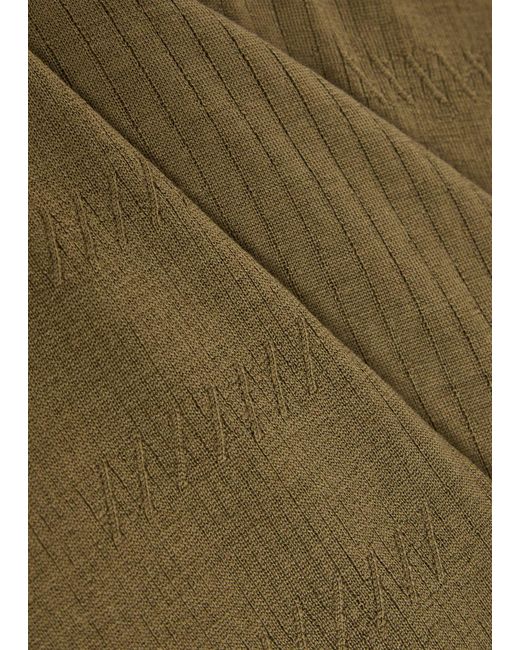 John Smedley Green Croall Ribbed Merino Wool Polo Shirt for men