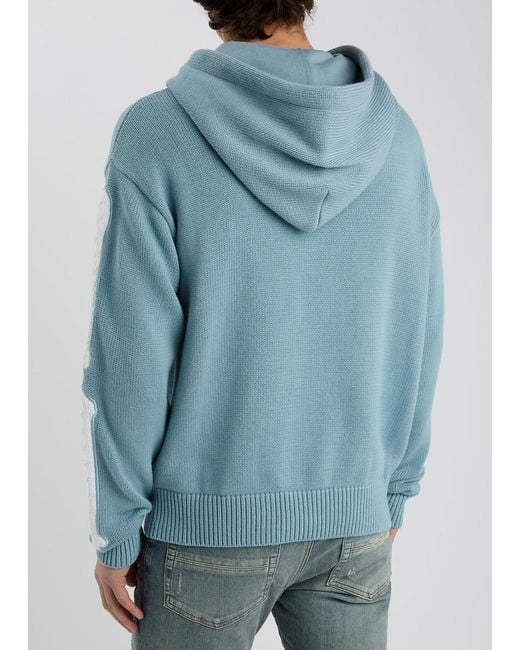 Amiri Blue Bones Hooded Cotton-Knit Sweatshirt for men