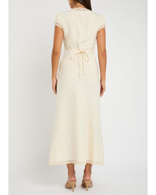 Rixo White Clarice Lace-Embellished Linen-Blend Maxi Dress