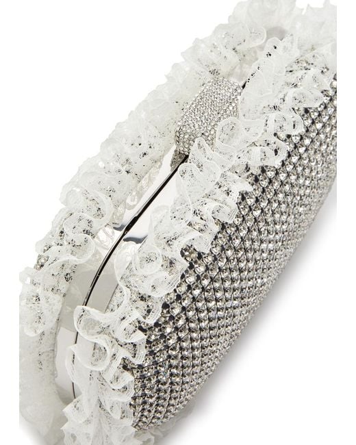 Self-Portrait Gray X Christopher Kane Lace And Crystal-Embellished Box Clutch