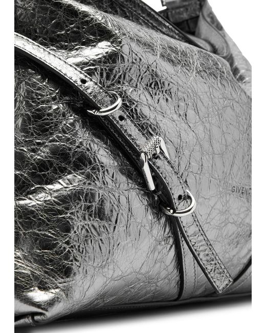 Givenchy Gray Voyou Medium Metallic Leather Shoulder Bag