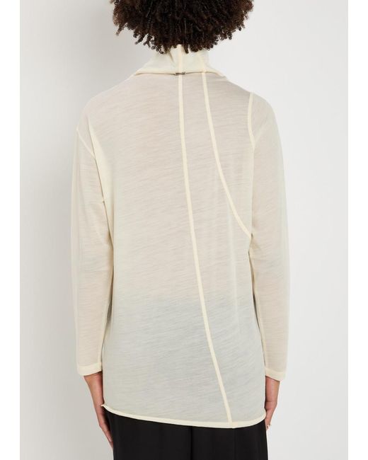 High White Spot On Asymmetric Wool-Jersey Top