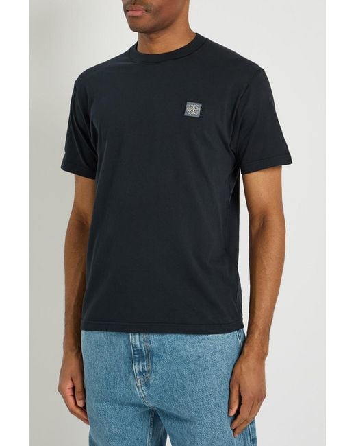 Stone Island Black Tonal Compass Logo Cotton T-Shirt for men