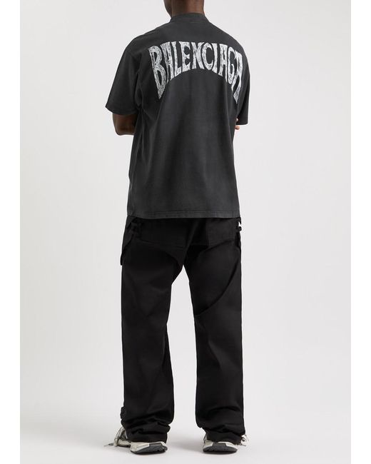 Balenciaga Black Hand-Drawn Logo Cotton T-Shirt for men
