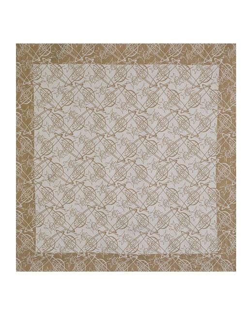 Vivienne Westwood Gray Graffiti Logo-Monogrammed Silk And Cotton-Blend Scarf