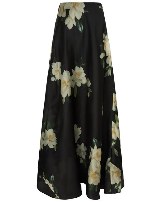 Zimmermann Black Harmony Floral-Print Silk-Organza Maxi Skirt