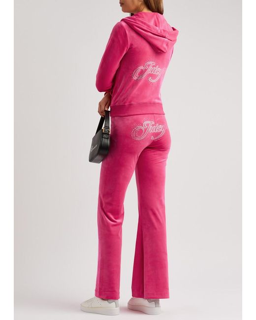 Juicy Couture Pink Scatter Logo-embellished Velour Sweatpants