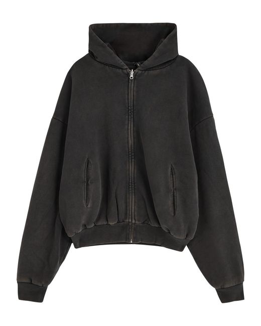 Entire studios Black Thermal Hooded Cotton Sweatshirt for men