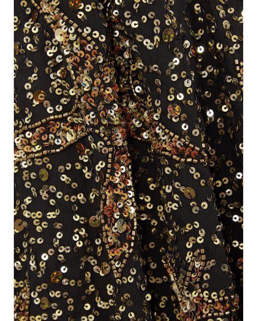 Rixo Brown Christabel Sequin-Embellished Mini Dress