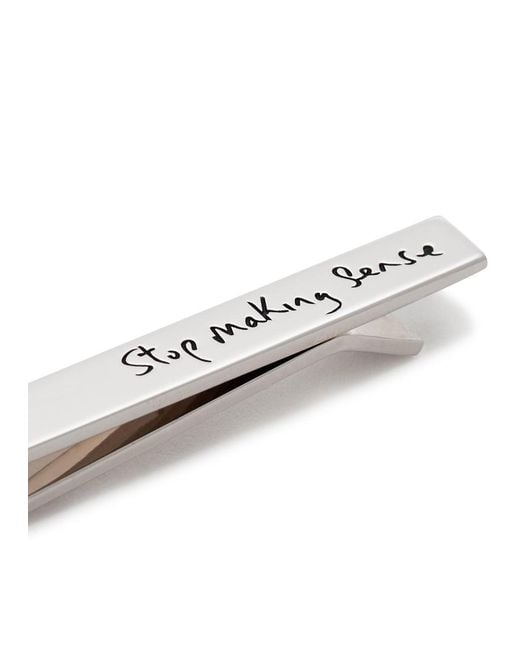 Paul Smith White Stop Making Sense Brass Tie Clip for men