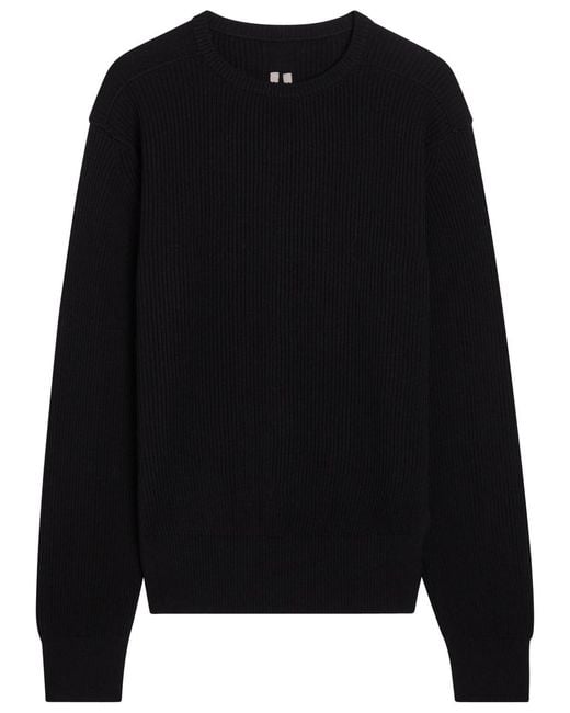 Rick Owens Black Fisherman Ribbed Wool Jumper