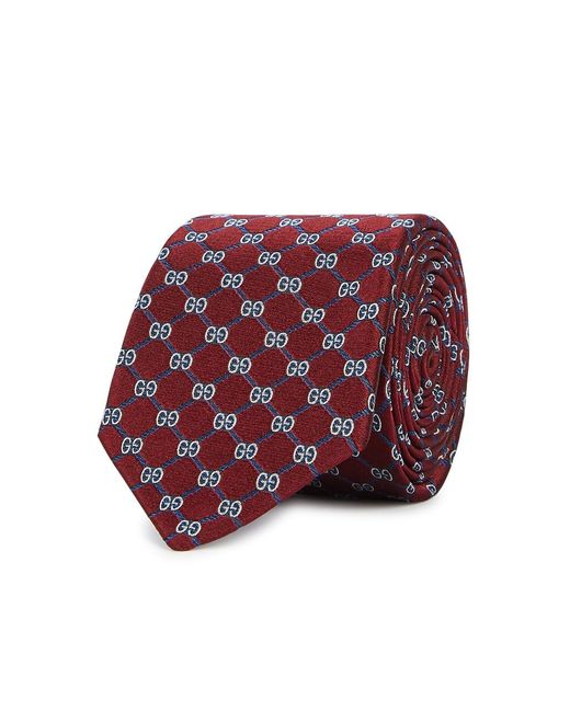 Gucci Red Guc Gg Check Tie for men