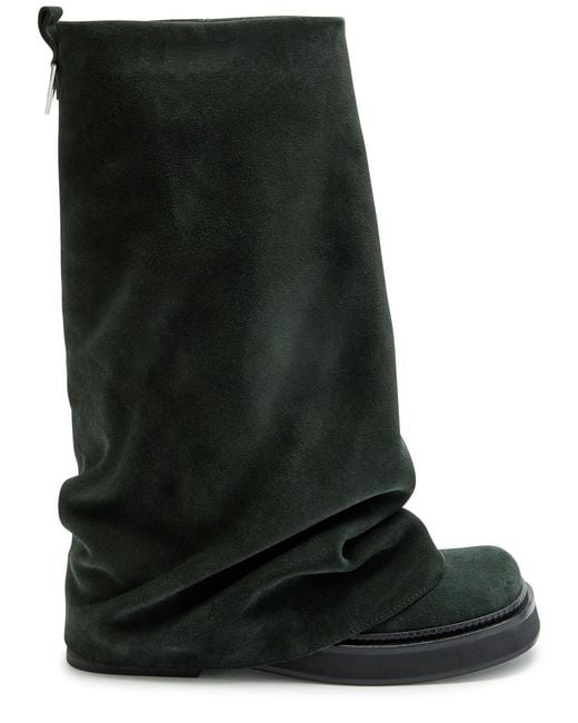The Attico Black Robin Layered Suede Combat Boots