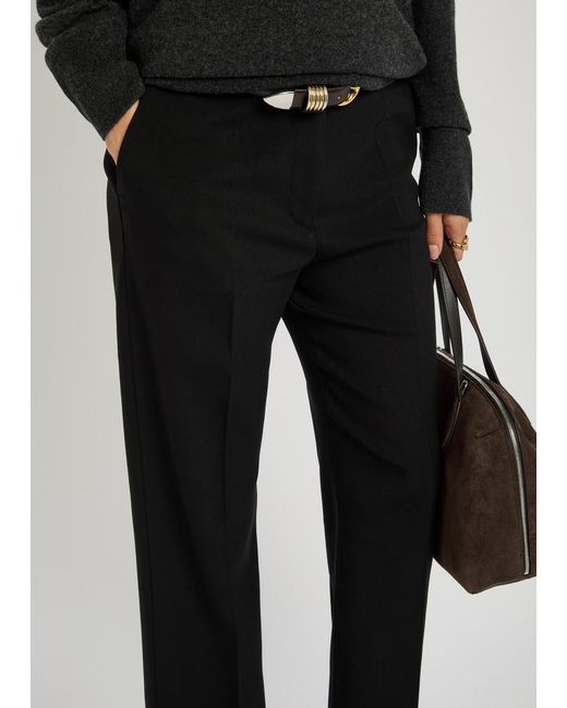 Totême Black Cropped Straight-Leg Trousers
