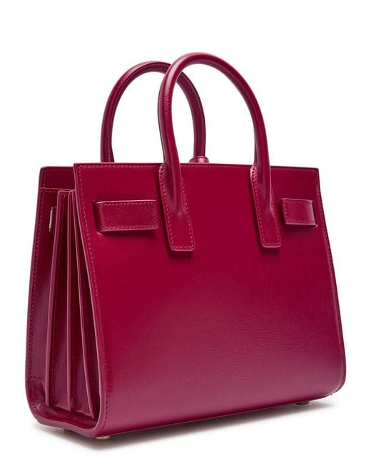Saint Laurent Red Sac De Jour Nano Leather Top Handle Bag