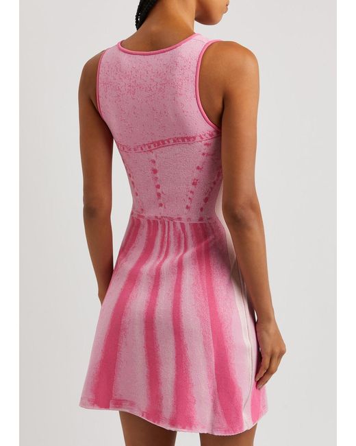 Ph5 Pink Poppy Intarsia Stretch-knit Mini Dress