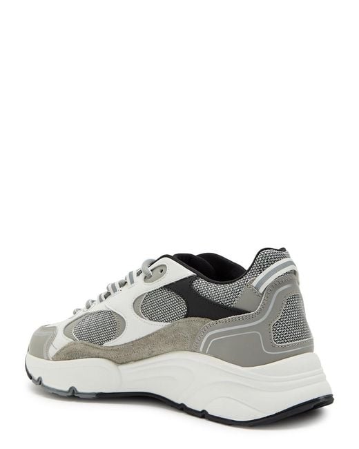 Cleens White Pulse Runner Panelled Mesh Sneakers for men