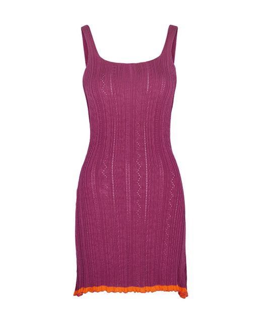 GIMAGUAS Purple Cosi Ribbed-knit Mini Dress