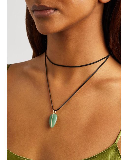 BY PARIAH Green Pebble Large Silk Cord Necklace