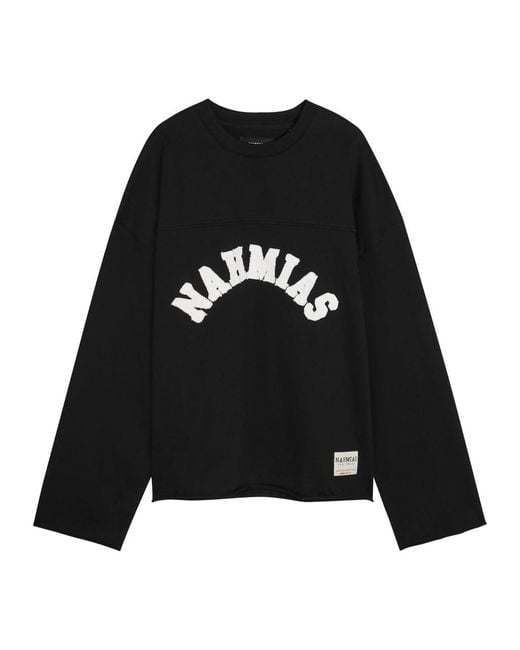 NAHMIAS Black Varsity Logo-Appliquéd Cotton T-Shirt for men