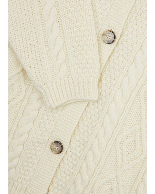 FRAME White Cable-knit Wool Cardigan