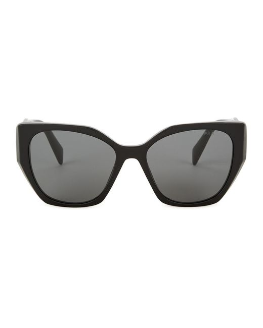 Prada Black Hexagon-frame Sunglasses Designer-engraved Lenses, Designer-stamped Temples, 100% Uv Protection