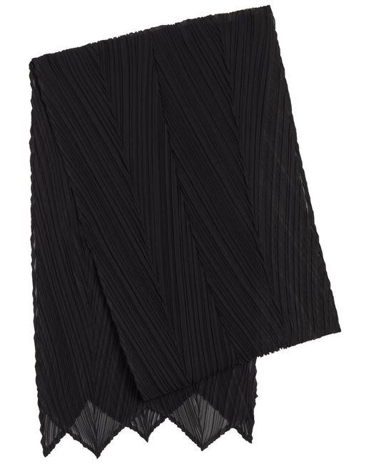 Pleats Please Issey Miyake Black Pleated Woven Scarf