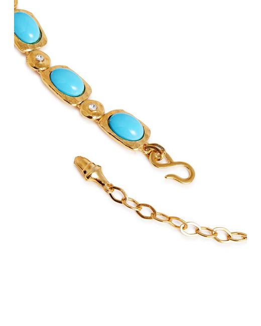 Kenneth Jay Lane Blue Cabochon And Crystal-embellished Necklace