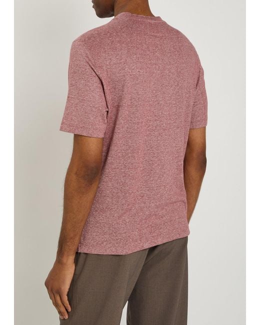 Brunello Cucinelli Pink Linen And Cotton-Blend T-Shirt for men