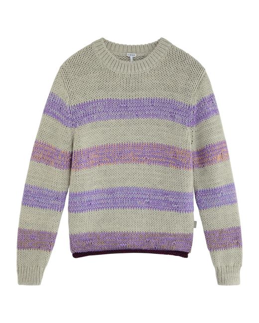 Loewe Gray Striped-Intarsia Wool-Blend Jumper for men