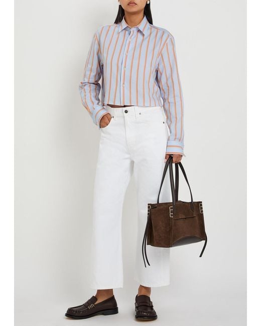 J.W. Anderson White Striped Cropped Cotton-Poplin Shirt