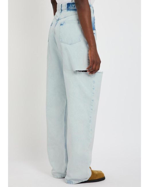Maison Margiela Blue Cut-Out Wide-Leg Jeans