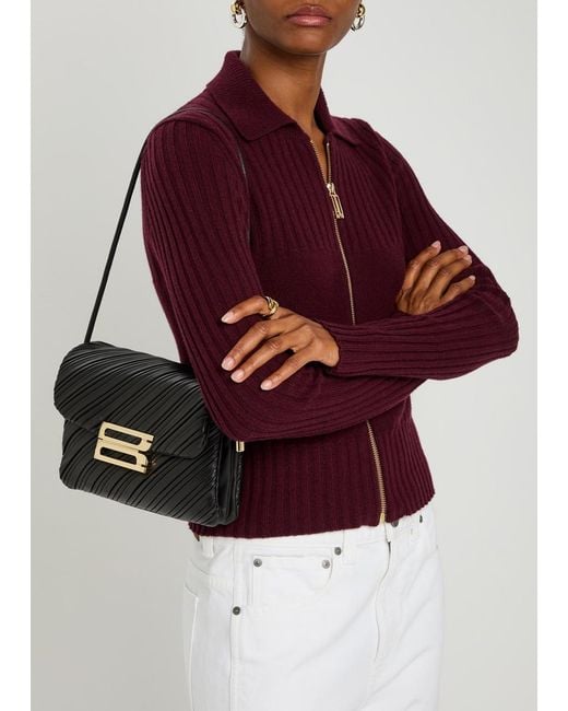 Victoria Beckham Black Dorian Textured Leather Shoulder Bag