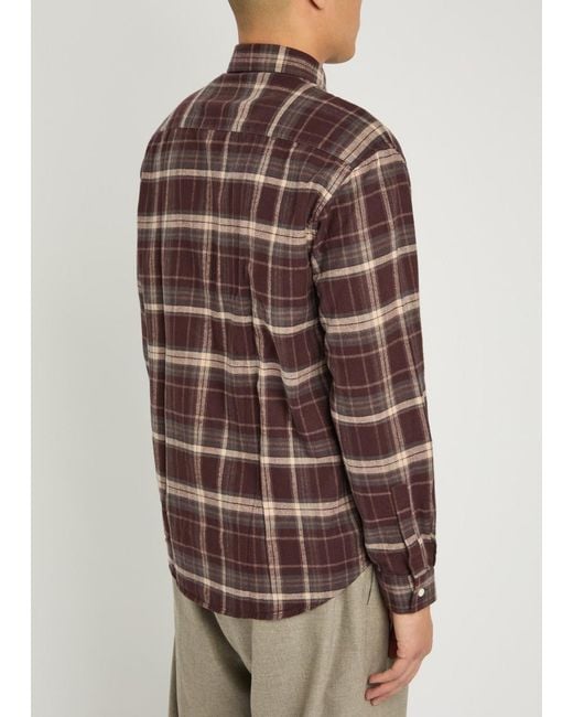 NN07 Brown Deon Plaid Cotton Shirt for men