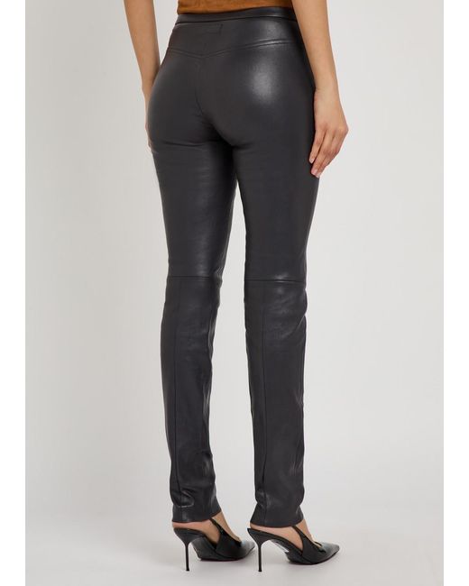 Stouls Gray Newton Slim Leg Leather Trousers