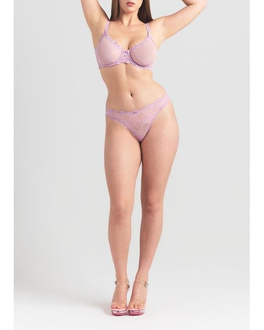 Skims Pink Stretch-Lace Dipped Thong